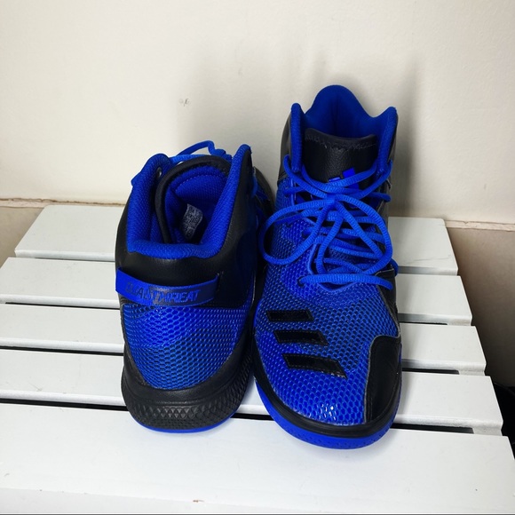 Adidas Mens Dual Threat  Blue Black Basketball Shoes Lace Up Size 8 EUC - Picture 2 of 4